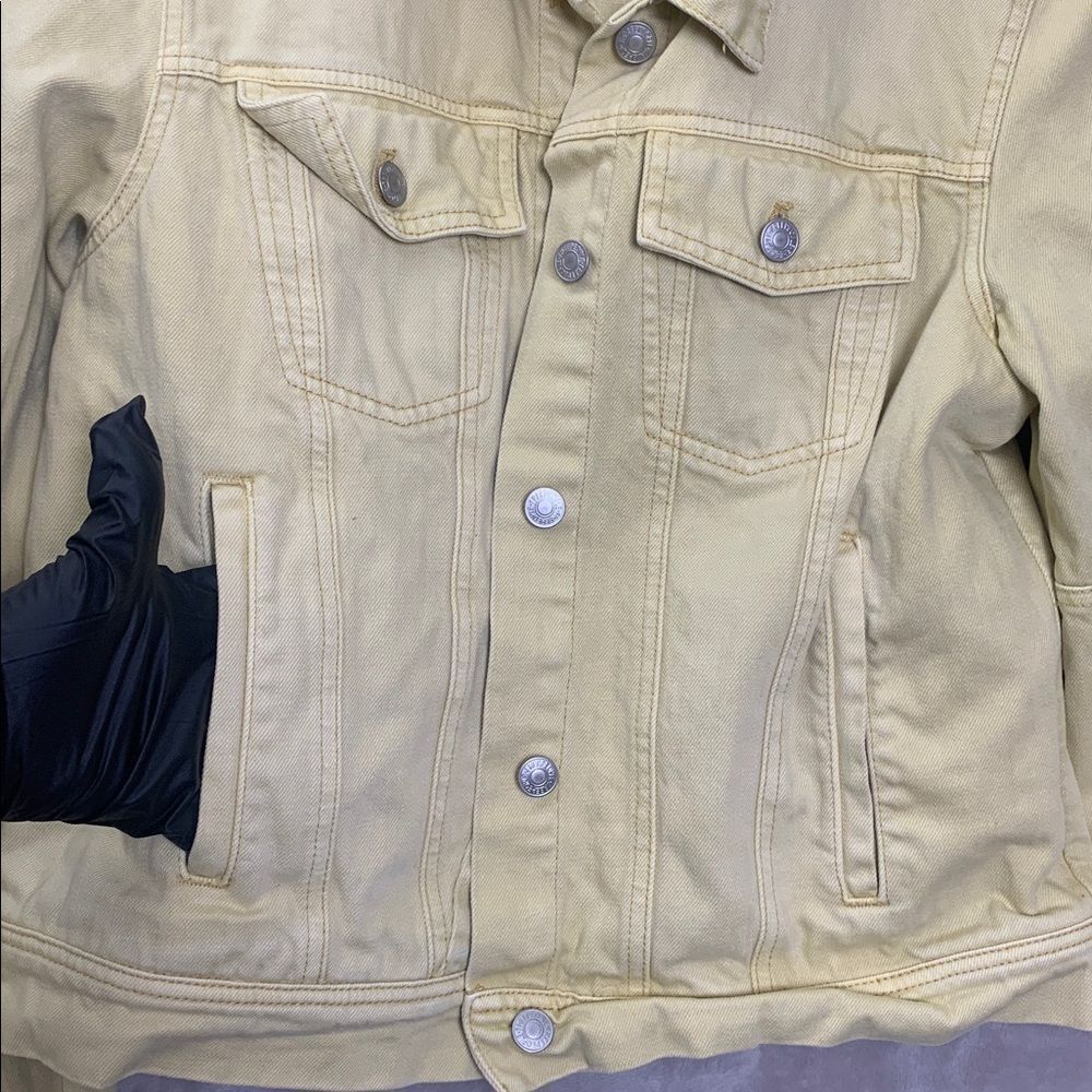 FREE PEOPLE | MEDIUM Women DENIM JACKET | YELLOW GOLDEN - Picture 8 of 16